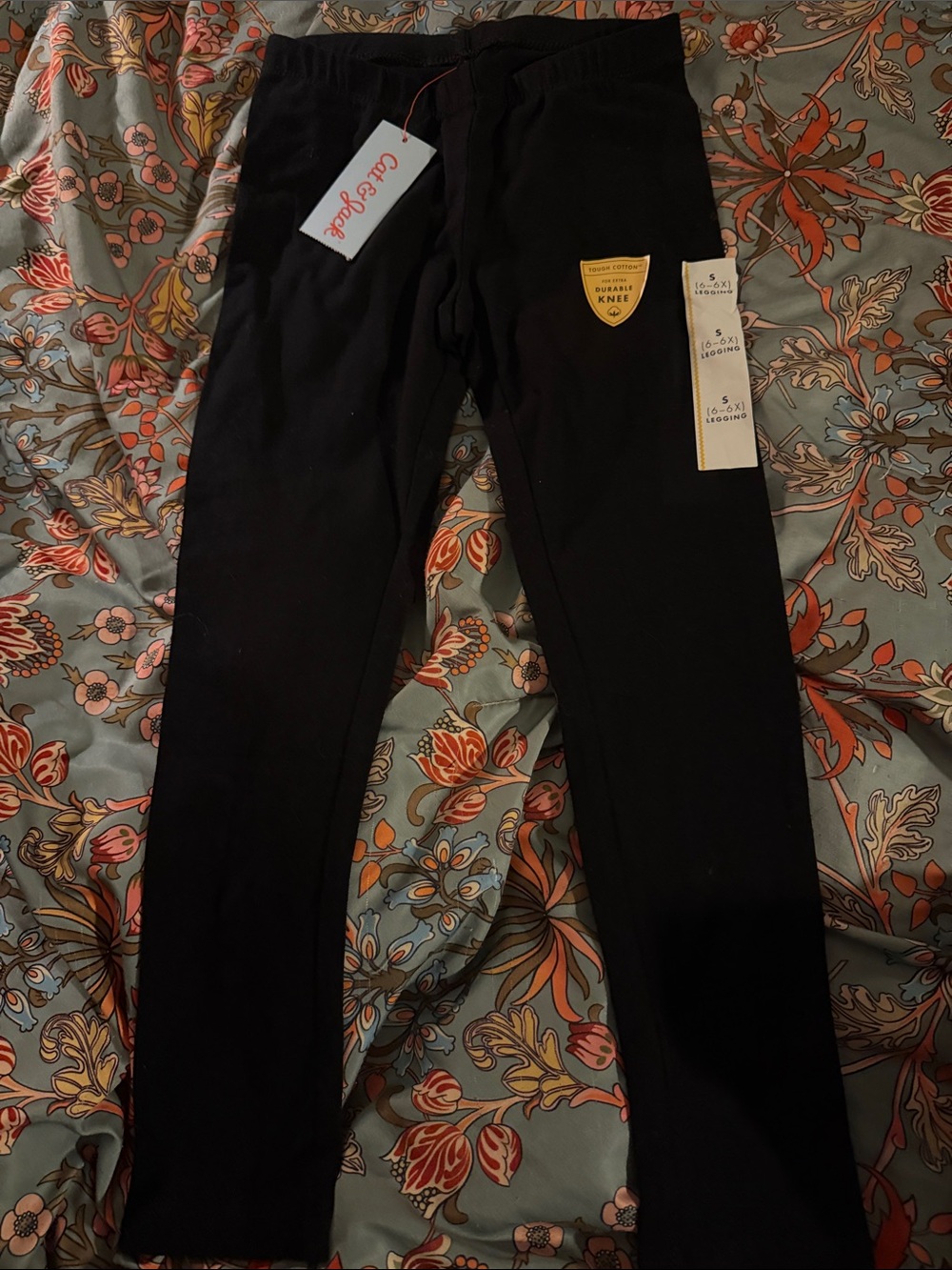 Cat & Jack Black Kids' Leggings with Knee Badge